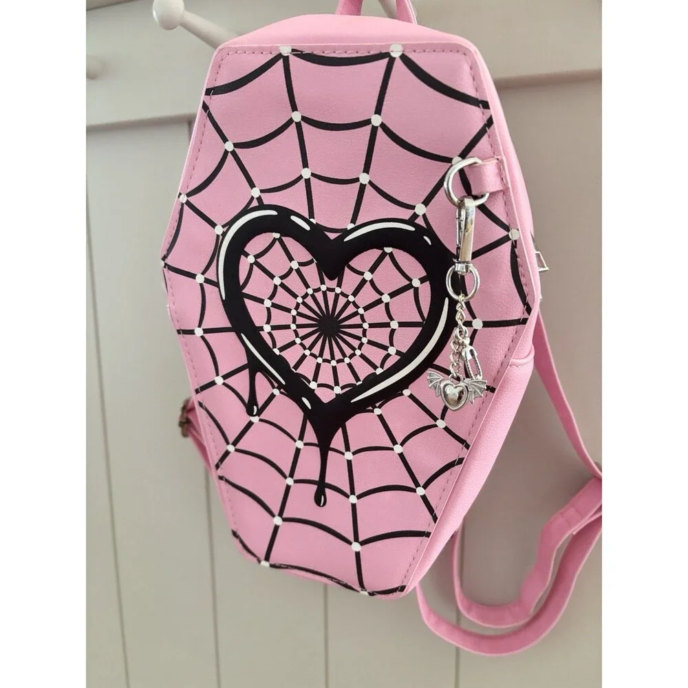 Monster High Coffin Mini Backpack Pink Spiderweb Goth Girl Bag Halloween Vampy